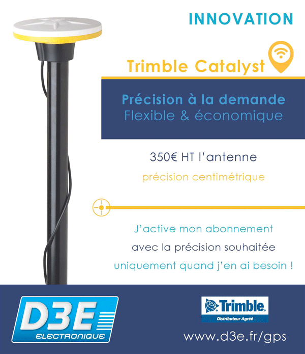 antenne de géo-référencement Trimble Catalyst - innovation technologique de la société D3E